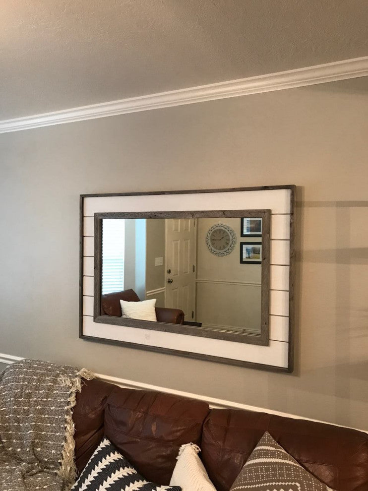 Shiplap Mirror With Reclaimed Wood, 22"x26"