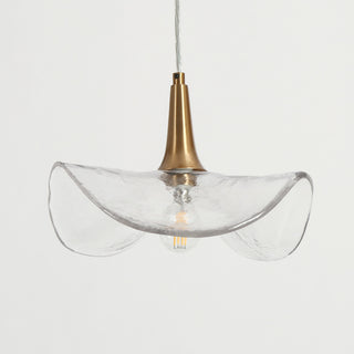 LNC Vitzthum 11" Wave Shaped Glass Pendant Light, Brass, Modern Style