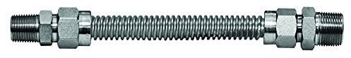 72" Flexible Gas Line Connector, 3/4"x3/4" Fittings, Uncoated Stainless Steel