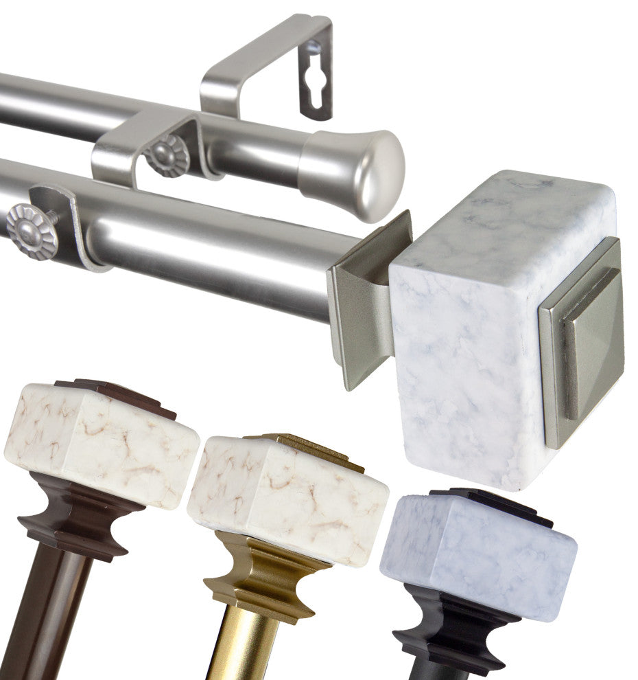 Aubree 1" Diameter Double Curtain Rod, Satin Nickel, 120-170"