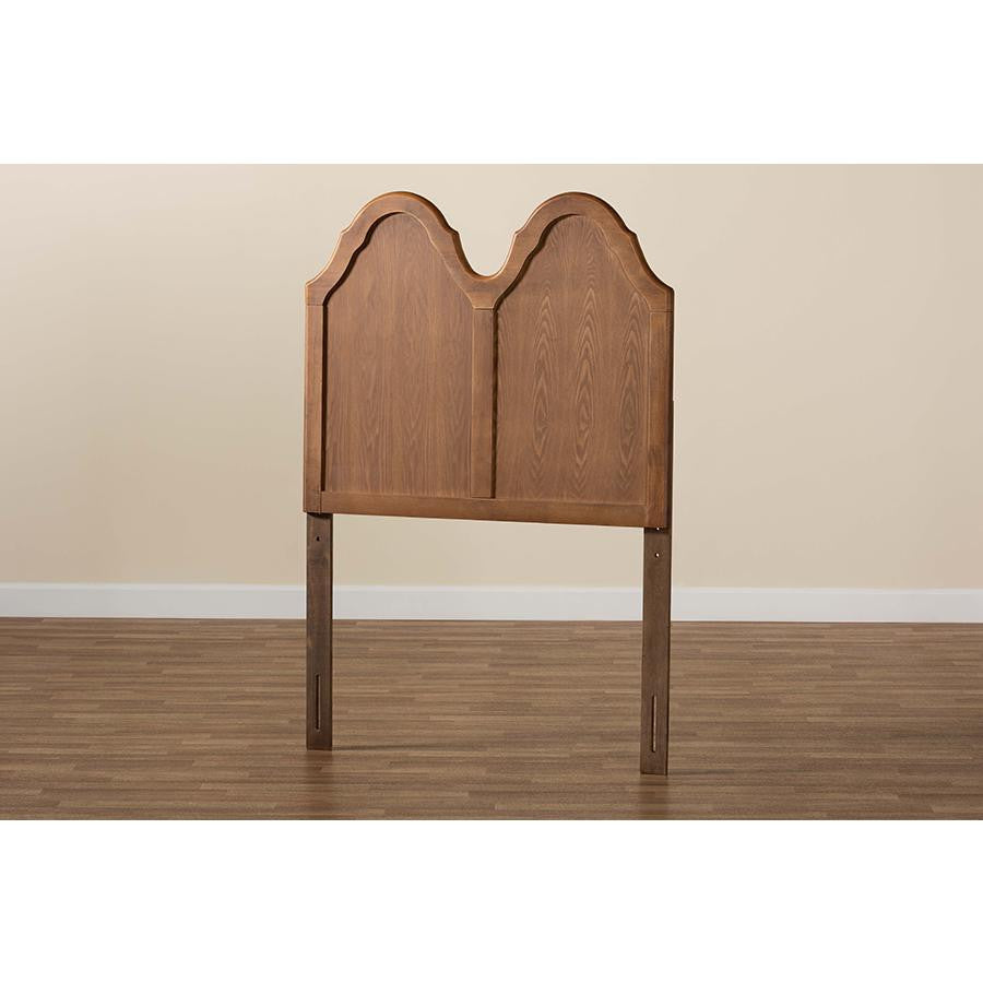 Traditional Ash Walnut Finished Wood Twin Size Arched Headboard