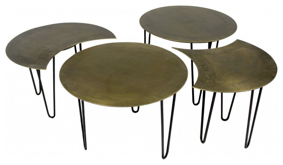 Set of Four Bohemian Gold Cocktail Table Set