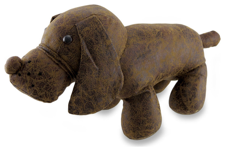 Distressed Leather Look Standing Dog Door Stop 17 in.