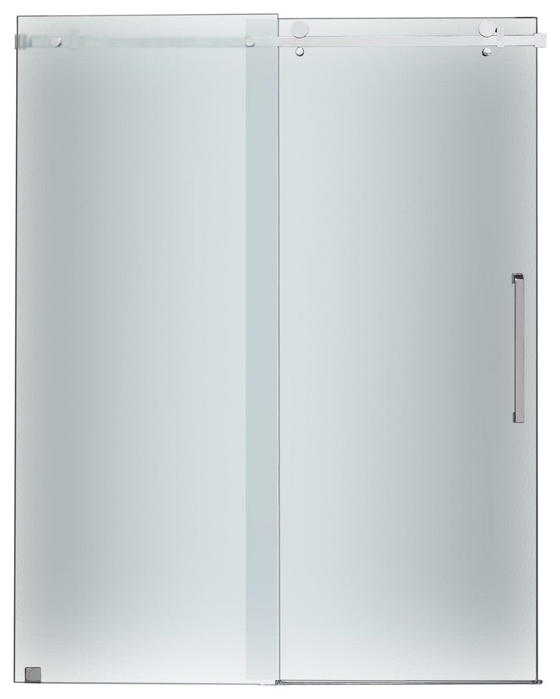 Moselle Completely Frameless Sliding Shower Door, Frosted, Stainless, 56-60"x75"