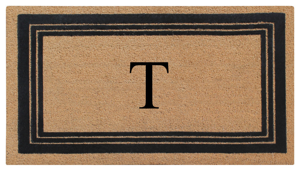 A1HC Natural Coir Monogrammed Entrance Flock Outdoor Durable Doormat 24" X 39",