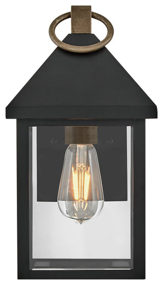 Lark Rhett 13" Small Outdoor Wall Mount Lantern, Black + Burnished Bronze