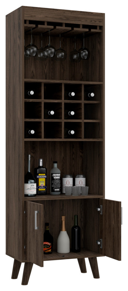 DEPOT E-SHOP Harvey Bar Cabinet, Dark Walnut