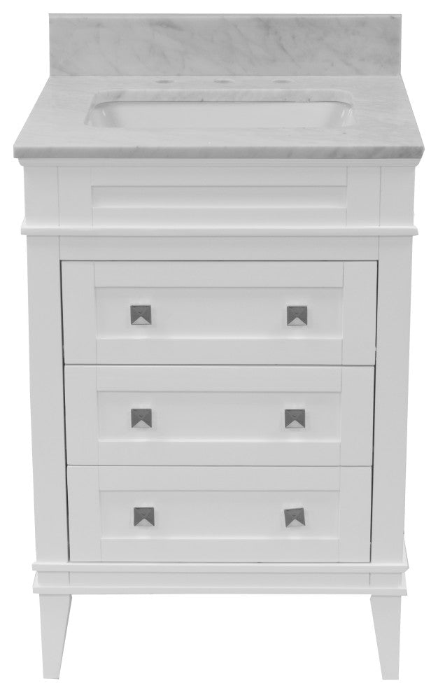 Eleanor 24" Bathroom Vanity, White, Carrara Marble