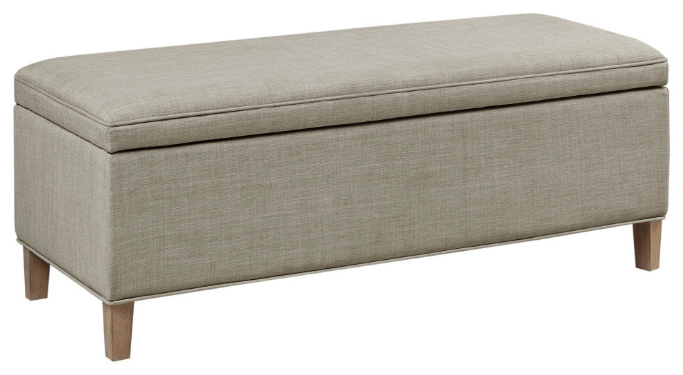 Martha Stewart Caymus Transitional Upholstered Storage Bench, Grey