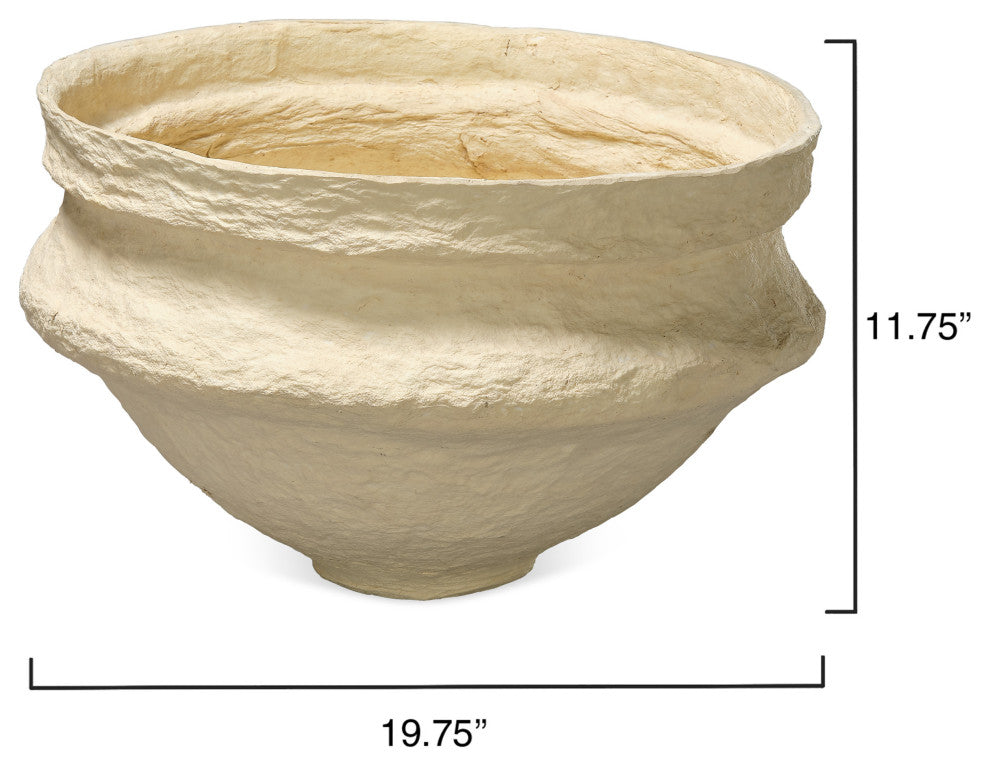 Landscape Cotton Mache Large Bowl, Cream
