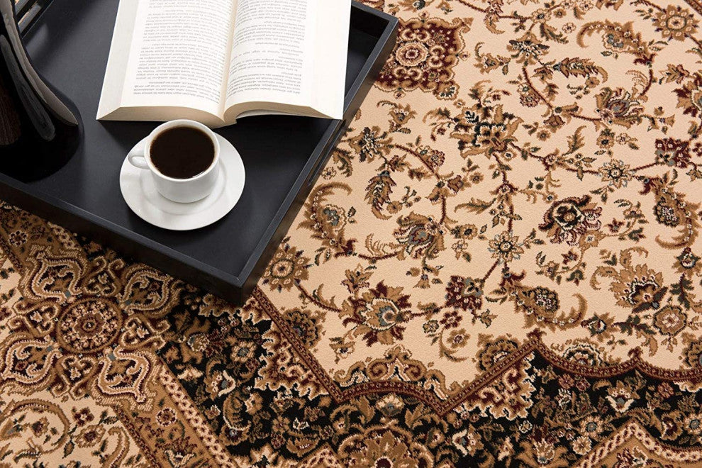 Rug Branch Traditional Persian Cream Black Indoor Area Rug - 5'x7'