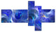 Clear Blue Fractal Glass Texture, Abstract Canvas Art Print, 60"x32", 5 panels