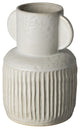 12" Whitewash Handled Textured Ceramic Vase