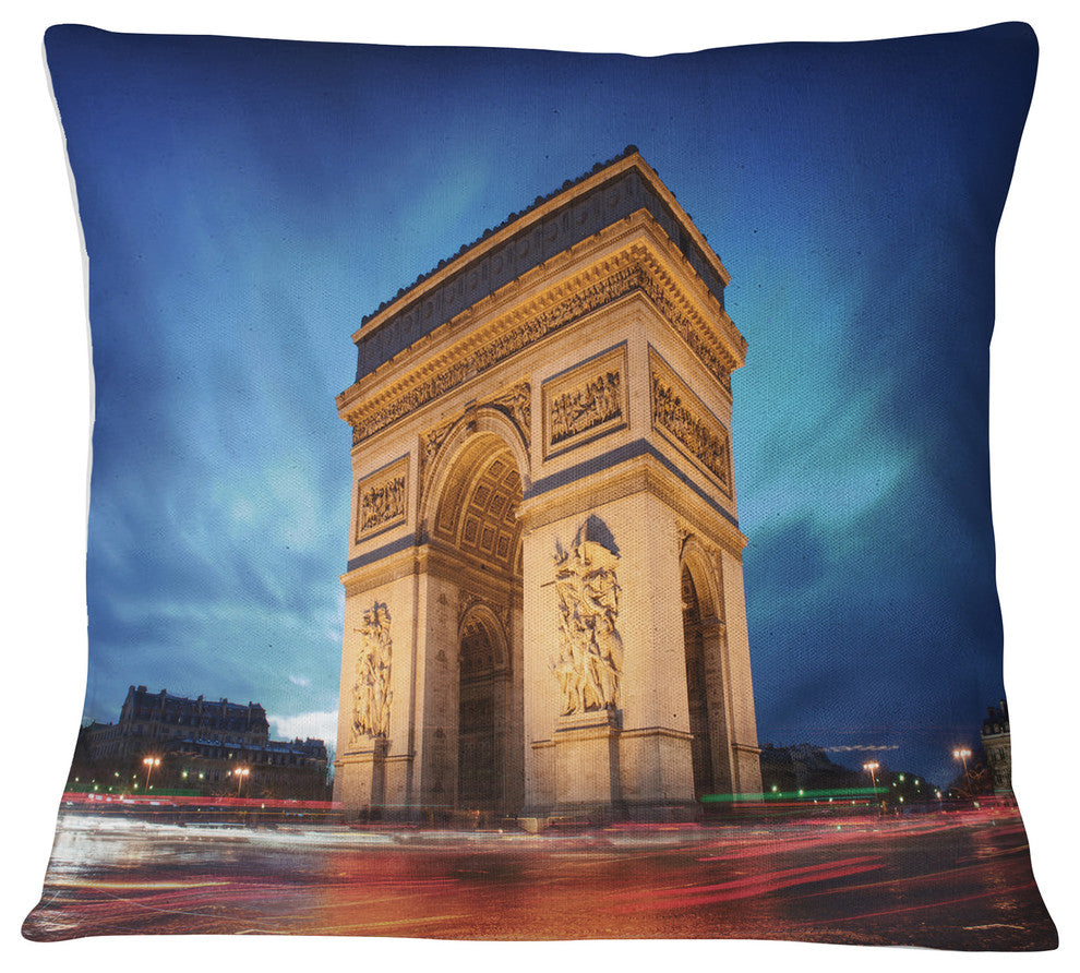 Arch of Triumph in Paris Landscape Photo Throw Pillow, 18"x18"