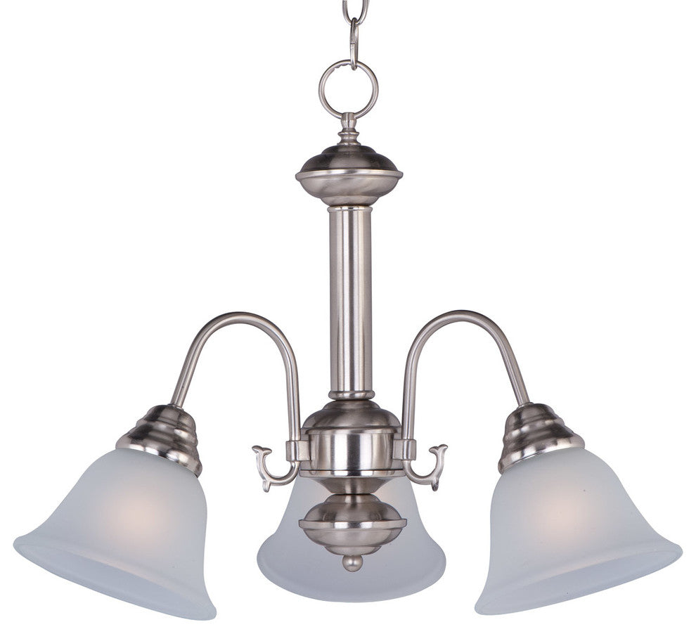 Malaga 3-Light Chandelier, Satin Nickel, Frosted Glass