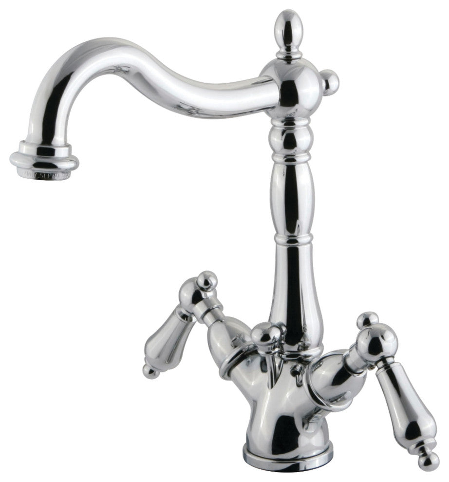 Kingston Brass Two-Handle Bathroom Faucet With Brass Pop-Up, Polished Chrome