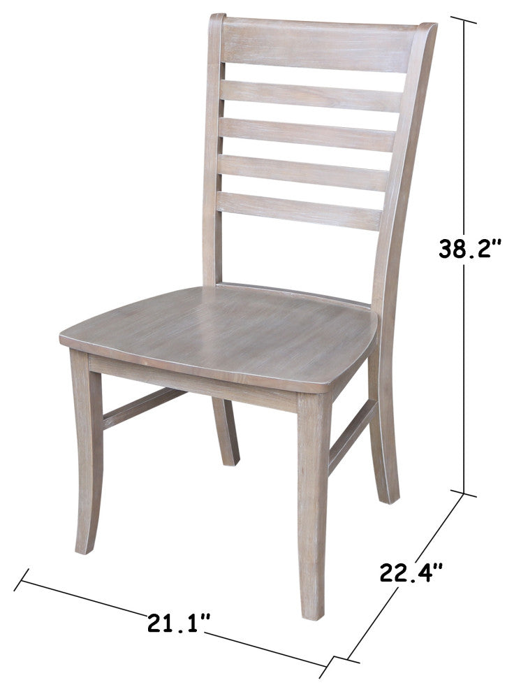Set of Two Roma Ladderback Chairs, Washed Gray Taupe