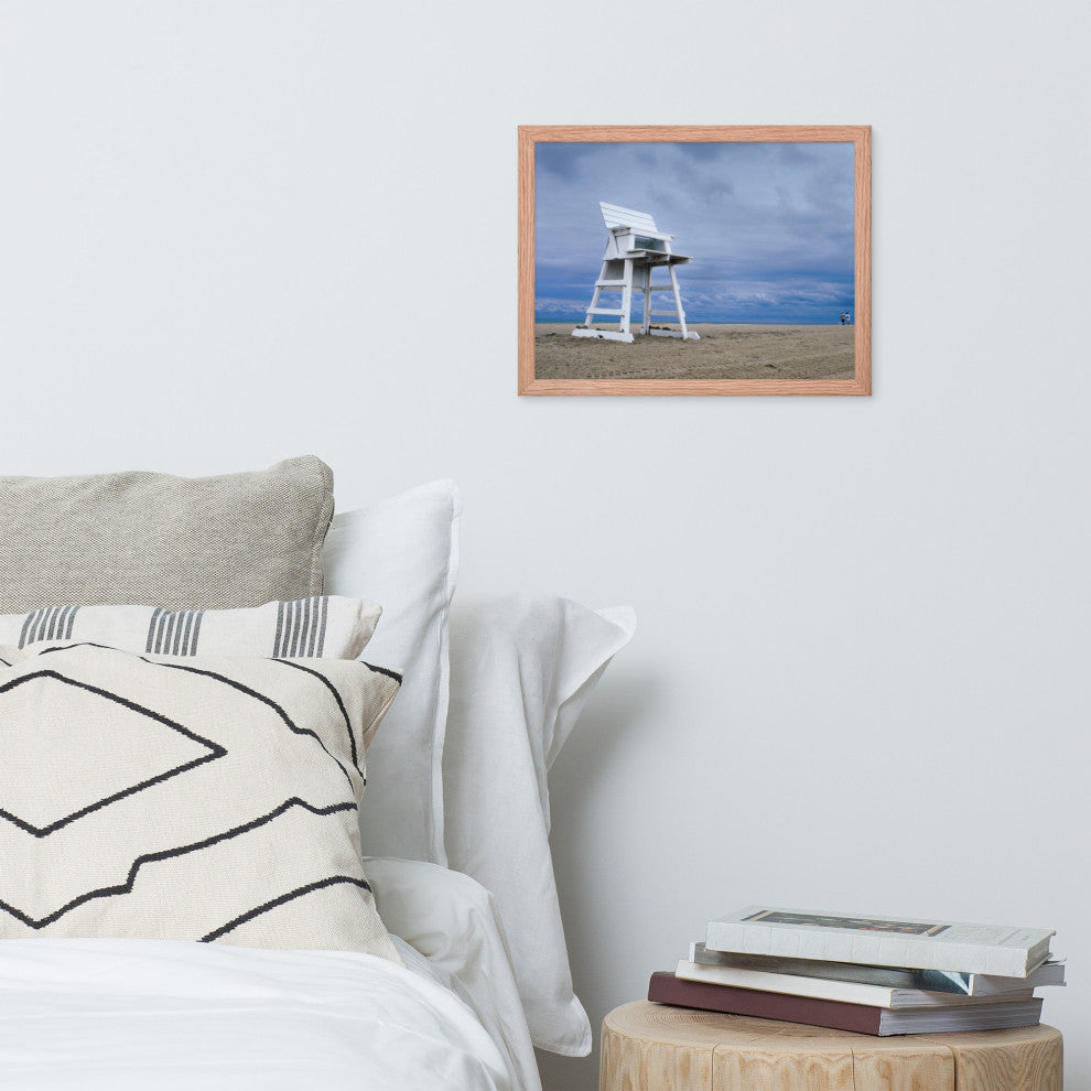 Approaching Storm Landscape Photo Paper Coastal Art Framed Wall Art Print, Red Oak, 12" X 16"