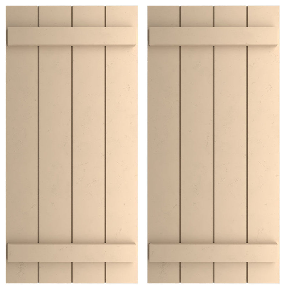 Rustic 4 Board Joined B-N-B Faux Wood Shutters, 22x50", Smooth