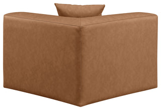 Cube Upholstered Modular Component, Brown, Vegan Leather, Corner Chair