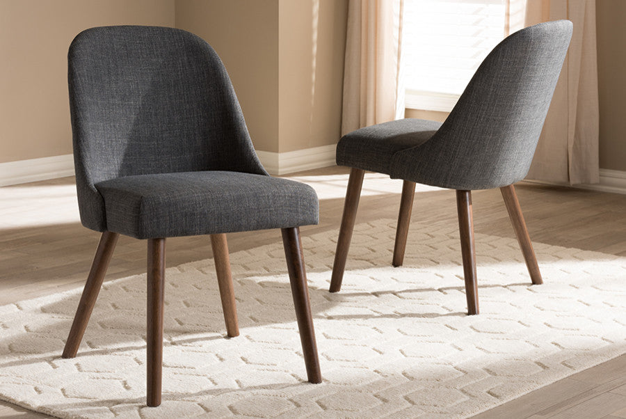Cody Dark Gray Upholstered Walnut Wood Dining Chair, Set of 2