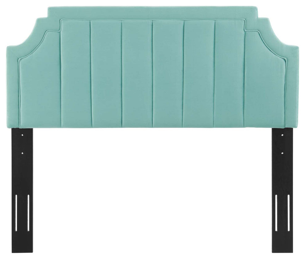 Tufted Headboard, King Size, Velvet, Blue, Modern Contemporary, Bedroom Master