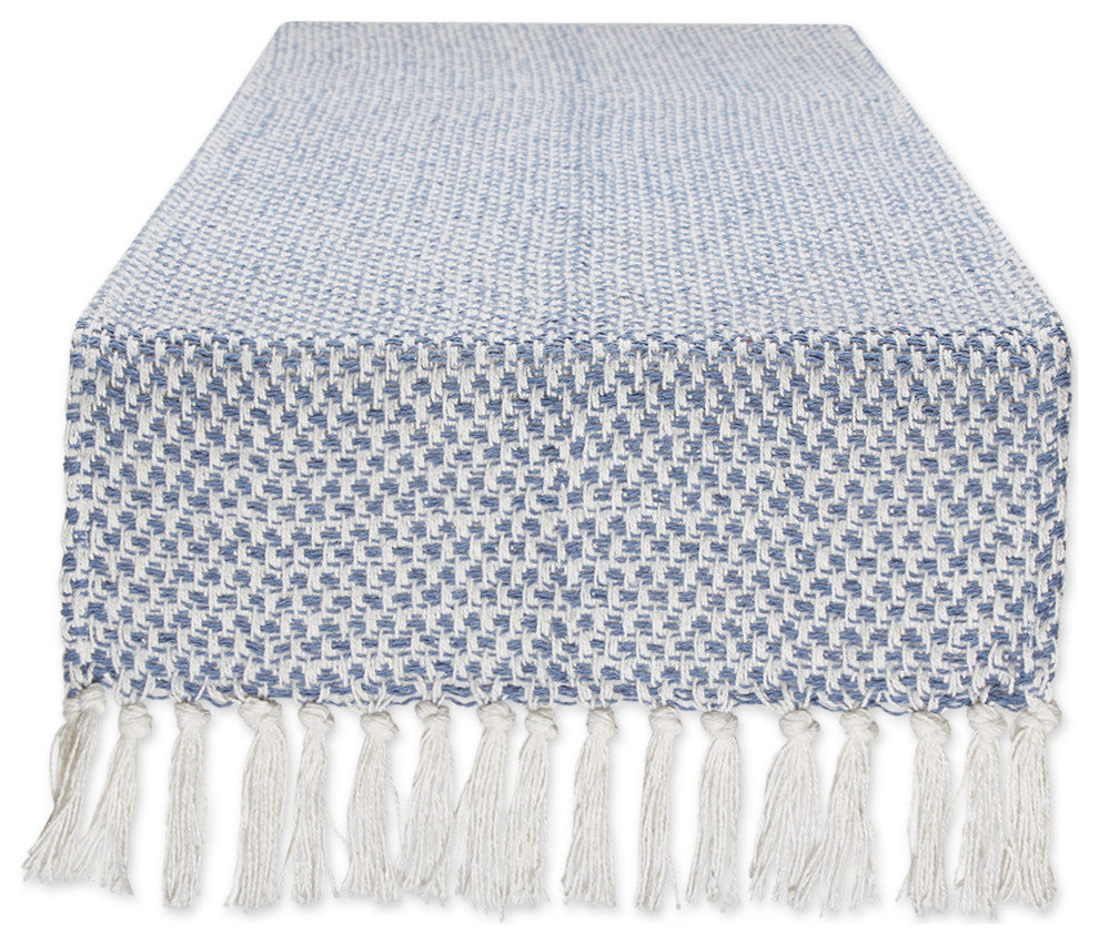 Stonewash Blue Woven Table Runner 15x72