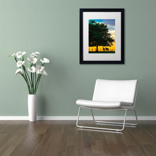 'Horse Sunset' Matted Framed Canvas Art by Preston