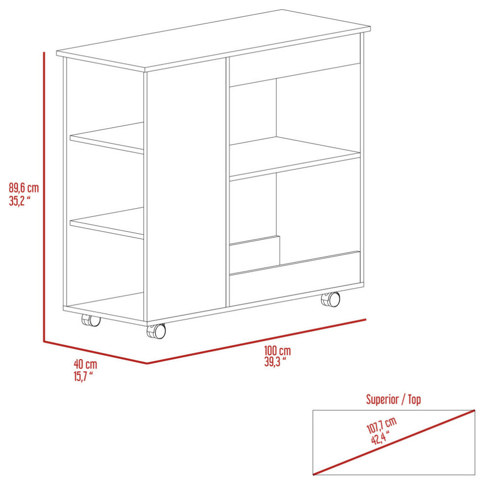 Arizona Kitchen Cart /White-Dark Brown