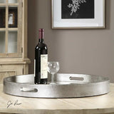 Round Silver Mirrored Decorative Serving Tray