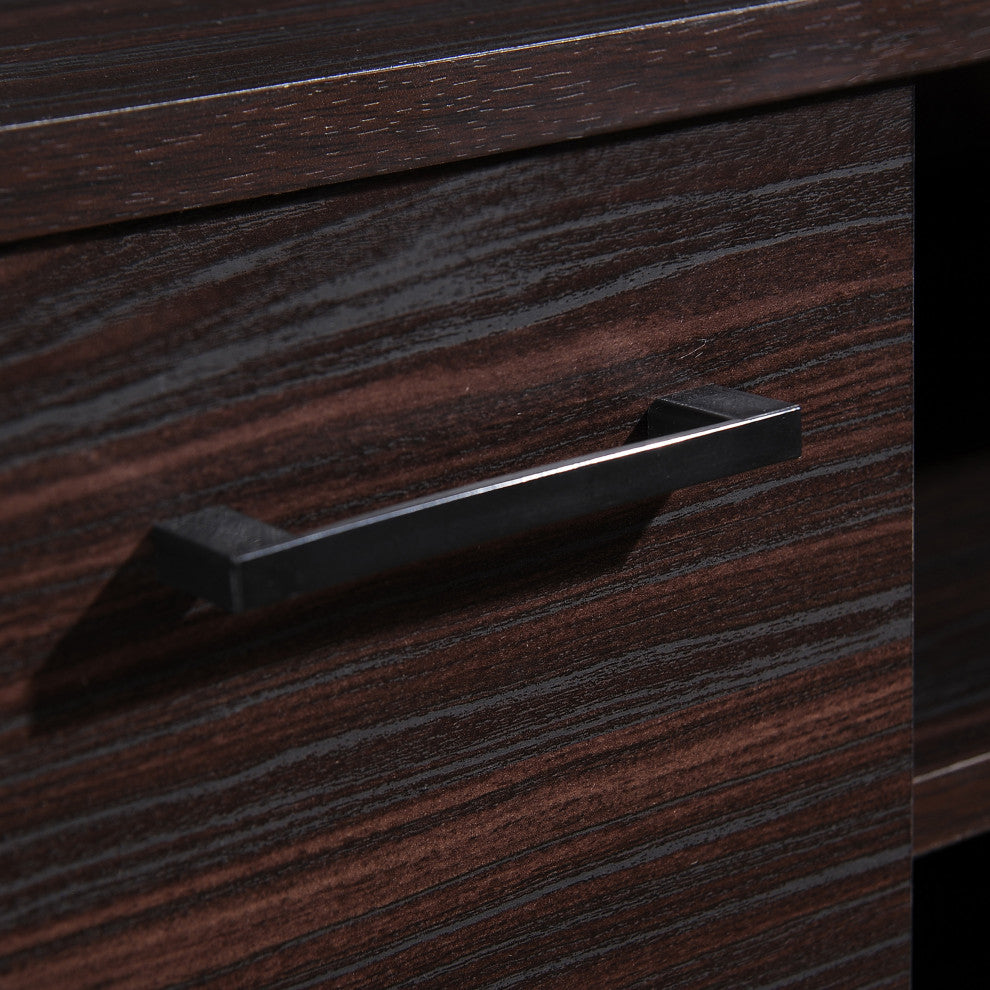 GDF Studio Amal Mid-Century Modern Finished Fiberboard Entertainment Center, Wenge