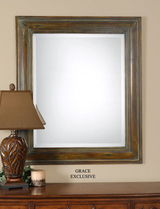 Classic Traditional Solid Wood Wall Mirror, Vanity Dark Elegant Frame