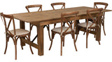 8'x40" Antique Rustic Folding Farm Table Set