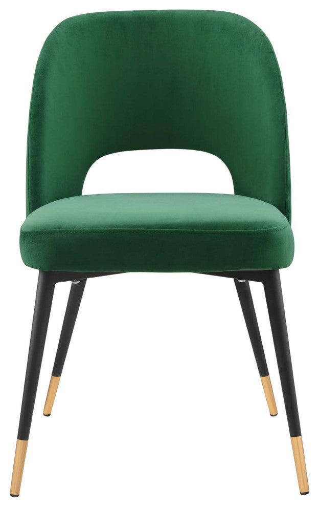 Side Dining Chair, Velvet, Green, Modern, Cafe Bistro Restaurant Hospitality