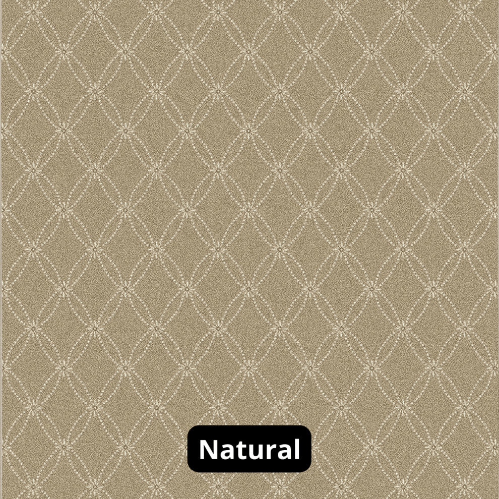 Ribbon Pattern 3/8 Thick Indoor Area Rug Carpet, Natural, 7x7