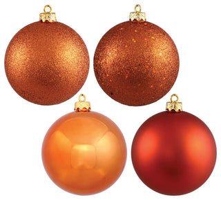 Vickerman 3" Burnished Orange 4-Finish Ball Ornament Assortment, 16 per Box