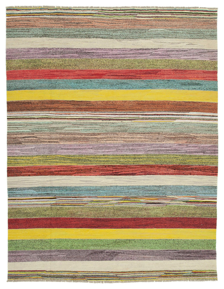 Rug N Carpet - Handmade Turkish 8' 7'' x 11' 0'' Modern Design Wool Kilim Rug