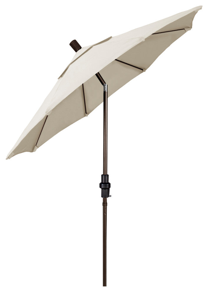 7.5' Bronze Collar Tilt Lift Fiberglass Rib Aluminum Umbrella, Pacifica, Canvas