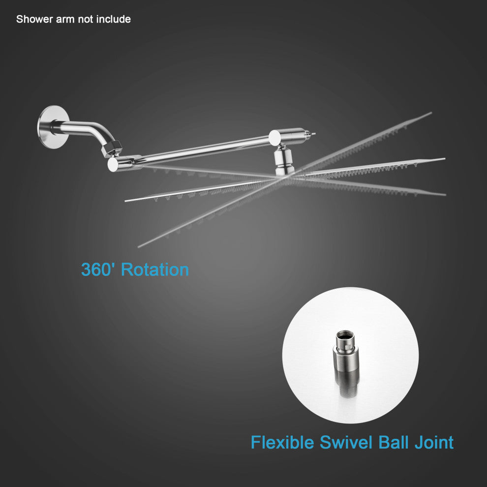 12 in SUS304 Stainless Steel Square Shower Head, Brushed Nickel