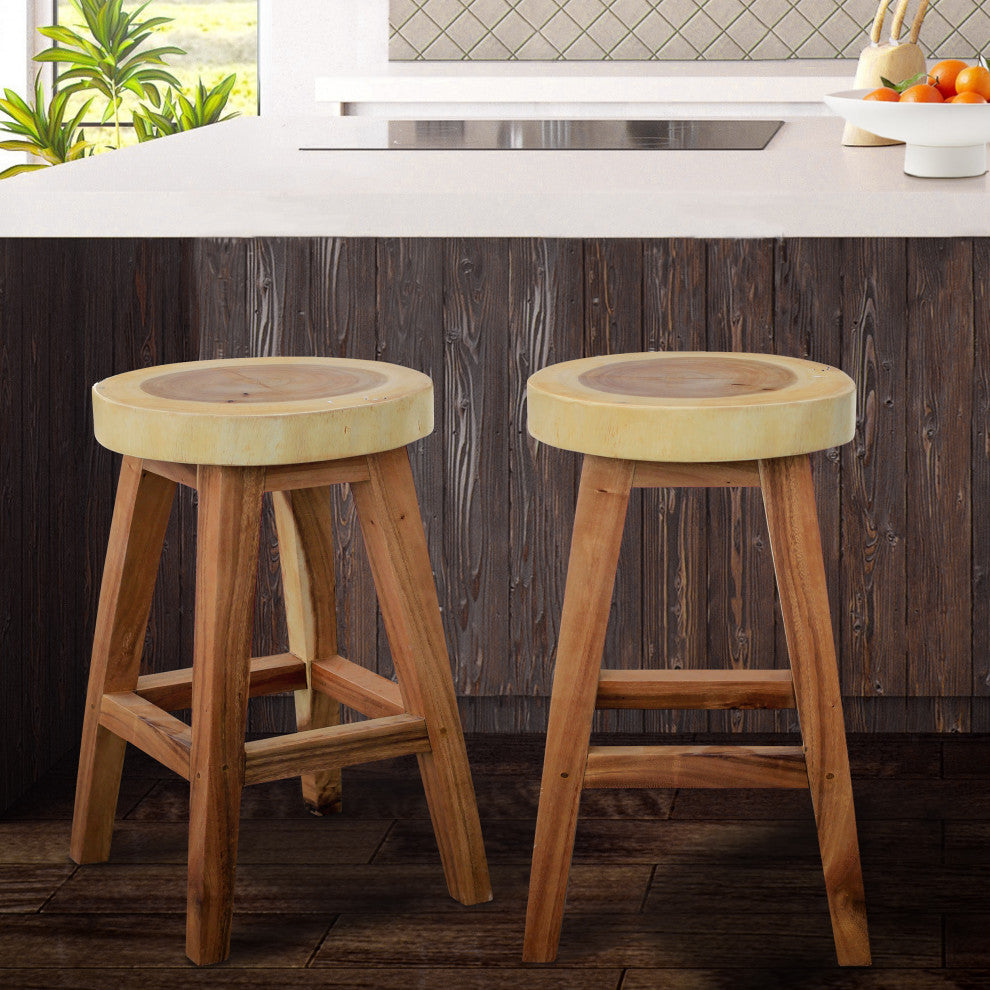 Suar Live Edge Round Counter Stool
