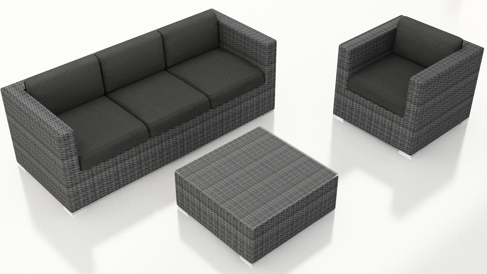 District 3 Piece Sofa Set, Canvas Charcoal