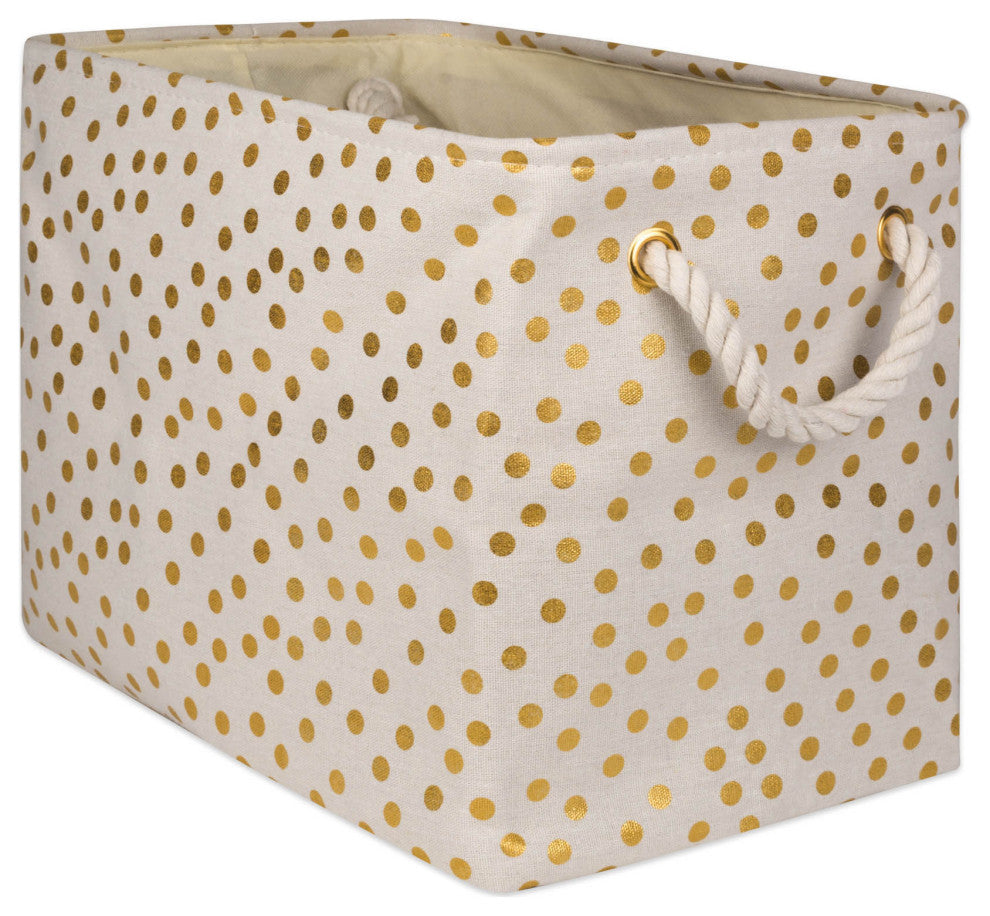 DII Polyester Bin Dots Gold Rectangle Large