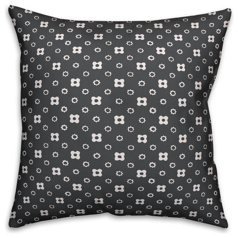 Gray Floral Pattern Throw Pillow, 16"x16"