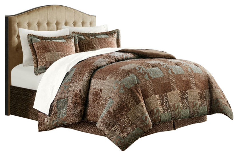 Croscill Classics Galleria 4 Piece Red Comforter Set, Brown