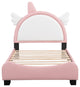Gewnee Upholstered Twin Platform Bed With Unicorn Shape Headboard in Pink