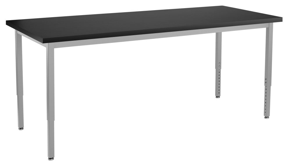 NPS Steel Height Adjustable Science Lab Table, 24 X 72, Phenolic Top, Grey