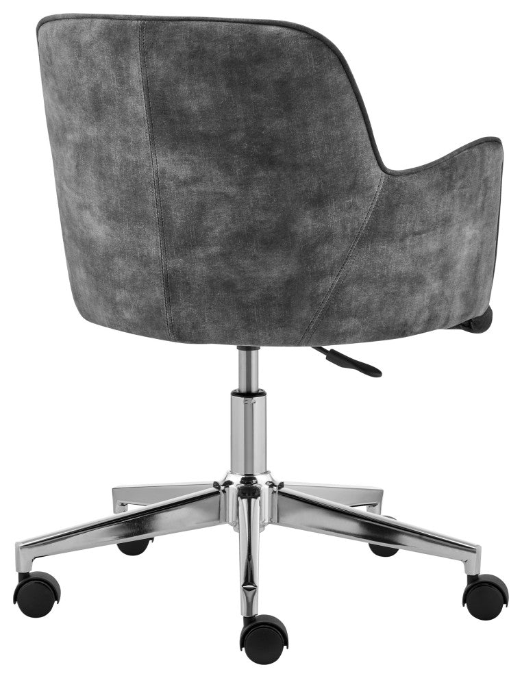 Sunny Pro Office Chair, Gray Velvet With Chrome Base