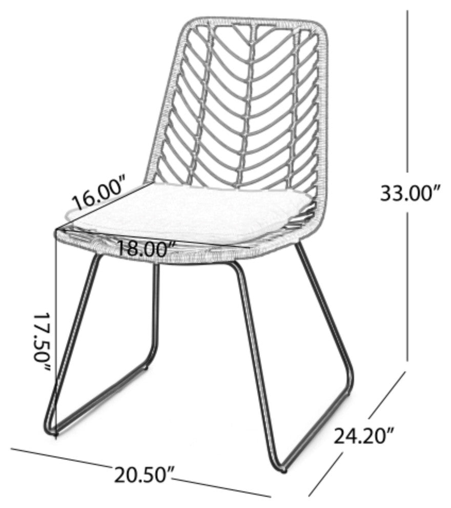 Azlee Outdoor Wicker Dining Chairs With Cushions, Set of 2, Gray