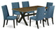X677Fl121-7, 7-Piece Dinette Set Table Top and 6 Linen Fabric Chairs, Black