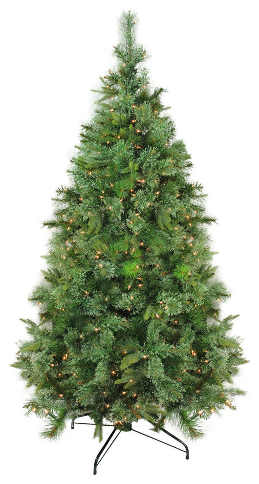 Pre-Lit Cashmere Mixed Pine Christmas Tree, Clear Lights, 6.5'x49"